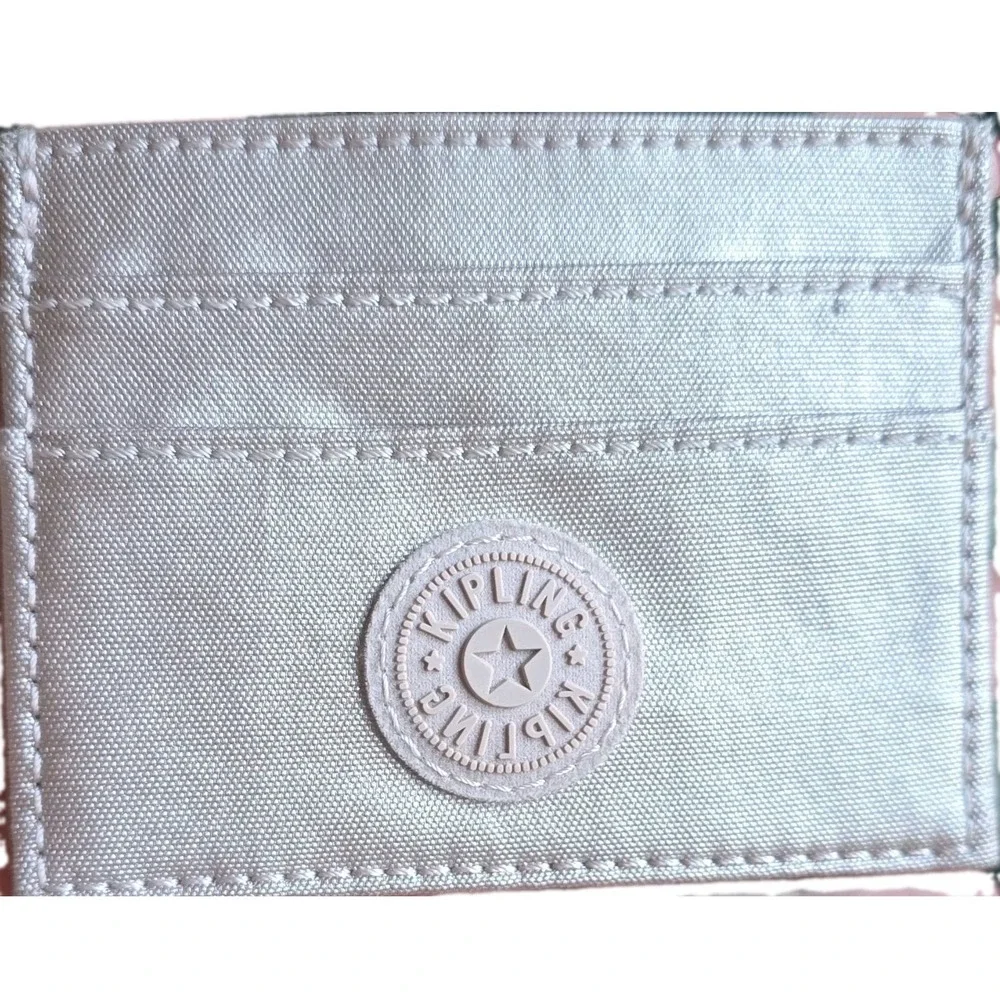 Kipling Card Pal Slim Nylon Card Case / Metallic Rose Gold Wallet